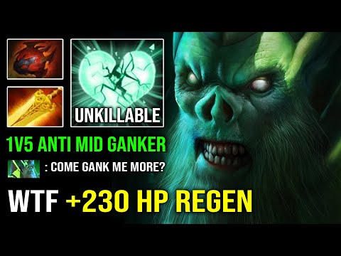WTF +230 HP REGEN PER SEC 1v5 Solo Mid Necrophos with 15Min Radiance Anti Gankers Dota 2