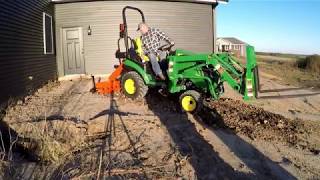 John Deere 1025 Installing Sod &amp; Land Pride Soil Pulverizer