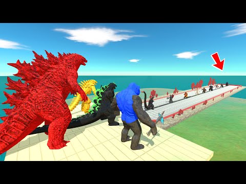 Team Godzilla Red vs Team Heisei Godzilla DEATH RUN. Who wins ? - Animal Revolt Battle Simulator