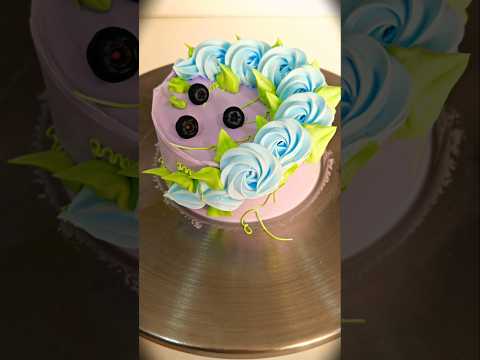 easy mini blueberry raond cake design #blueberrycake #cakedesign #cakedecorating #ytbshorts #cake