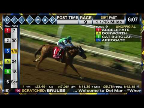 Accelerate wins TVG San Diego Handicap (Gr. II), (Race 9) at Del Mar 07/22/2017
