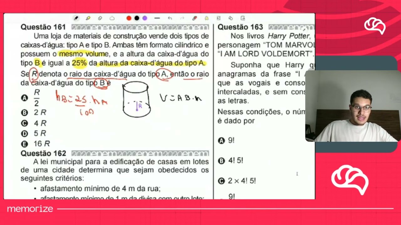Resolução em Vídeo — Questão 161 ENEM 2020