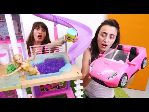 Barbie's Dream House pool has a crack! Fun girl games with Sevcan and Ümit