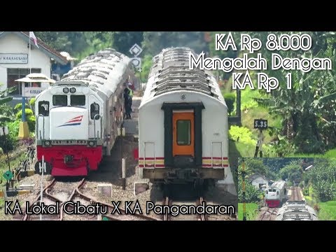 KA Lokal Cibatu Bersilang Dengan KA Pangandaran di Stasiun 