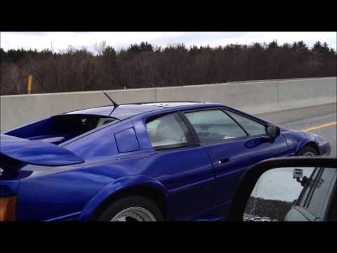 Azure blue Lotus Esprit V8 twin turbo drive-by