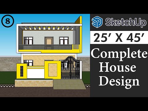 25 X 45 House Design in Sketchup for Beginners || Tutorial in Hindi