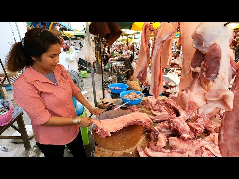Amazing ! Cambodian Food Market Scenes @Century Plaza & Pochentong Market in Phnom Penh City