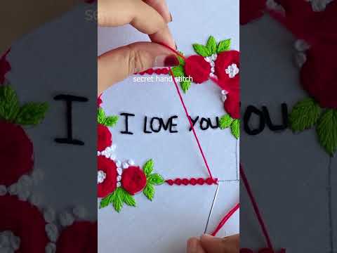 Beautiful red flower rumal design and hoop art embroidery #handembroidery #design #shortvideo