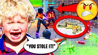 Troll STEALS Legendary Scar from Little Kid! 😭 (Fortnite Funny Trolling Moments)