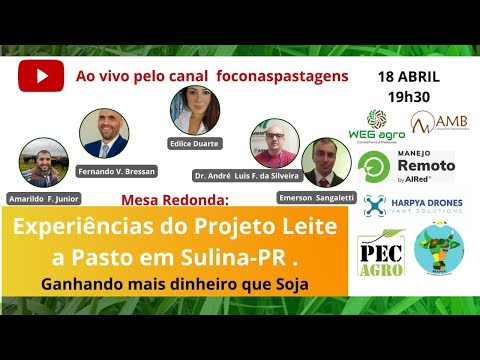 EXPERIÊNCIAS DO PROJETO LEITE A PASTO EM SULINA-PR - GANHANDO MAIS DINHEIRO QUE SOJA