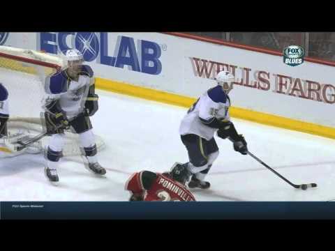 Brian Elliott robs Mikael Granlund with stick St. Louis Blues vs Minnesota Wild 3/9/14 NHL Hockey.