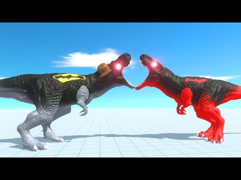 BATMAN T-REX VS RED BATMAN T-REX DEATH RUN - Animal Revolt Battle Simulator