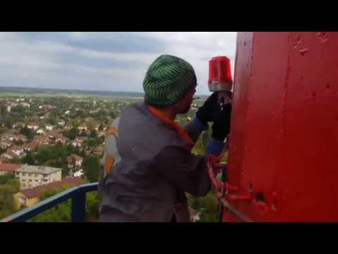 Vrh dimnjaka   zamena signalnih lampi Arizanović chimney