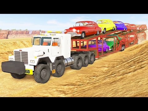TRIP of Longest auto transporter ever - BeamNG DRIVE | CrashTherapy