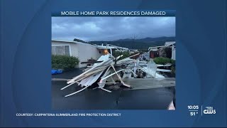 Carpinteria mobile park residences damaged by wind
