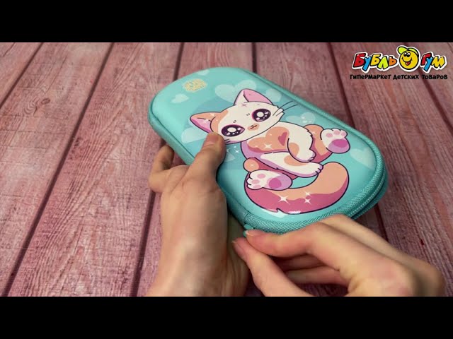 Пенал JUNGER Милый сидячий котик 1отдел голубой - видео