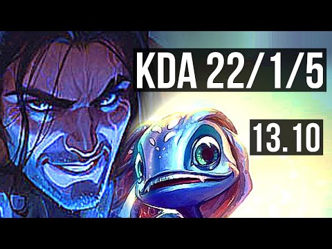 SYLAS vs FIZZ (MID) | 22/1/5, 12 solo kills, Legendary | KR Master | 13.10