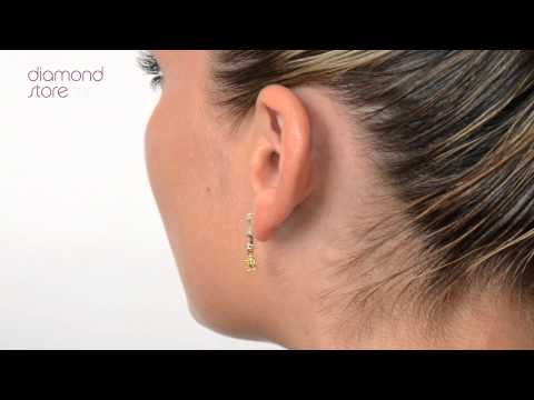 H4260 - 0.52ct Yellow Sapphire And 0.07CT Diamond Earrings In 9K Yellow Gold