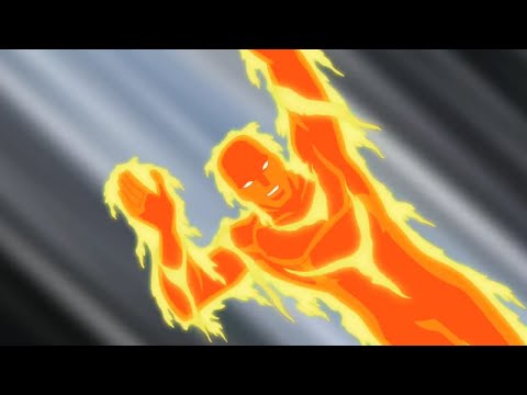 Human Torch action scenes from the cartoons Compilation(1994-2014)