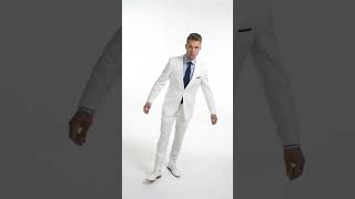 Men’s Big & Tall White Linen Suit – 2 Piece 2-Button Summer Wedding & Beach Suit with Tapered Pants video