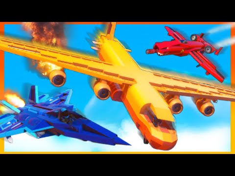 2v2 Taking Down CARGO Planes in FIGHTER JETS! (Airborne Challenge REMATCH) | Trailmakers Multiplayer