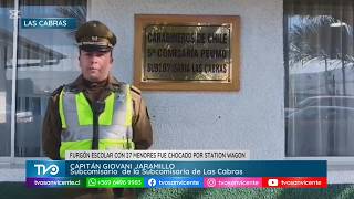 En Las Cabras, Colisión de tránsito de furgón escolar y station wagon