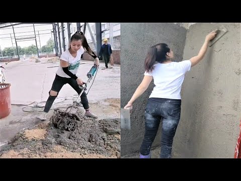 Young girl with great tiling skills - ultimate tiling skills | PART 41