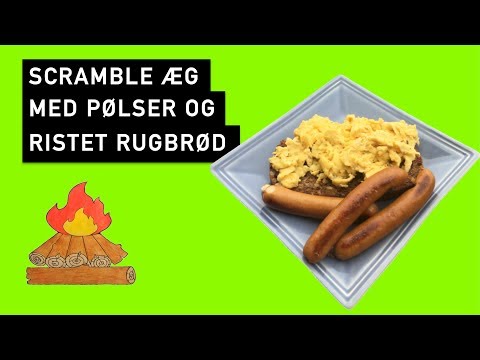 Scramble æg med pølser og ristet rugbrød - Trangia mad
