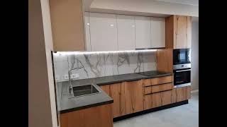 Угловая белая с деревом кухня в стиле лофт Проект 31 фото 5