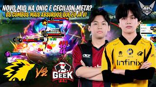 NOVO MID ESTREIA NA ONIC! CECILION NOVO META? COMBOS SUPER INSANOS | ONIC vs GEEK FAM - MPL ID S18