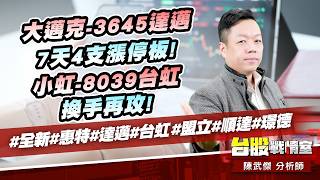 大邁克-3645達邁 7天4支漲停板!小虹-8039台虹 換手再攻!#全新#惠特#達邁#台虹#盟立#順達#璟德｜小武哥投資事務所｜陳武傑