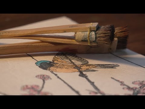 [ASMR] Mokuhanga - Japanese Wood block printmaking "Spring Blooms"