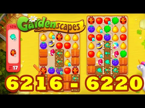 Gardenscapes Level 6216 - 6220 HD Walkthrough | 3 - match | gameplay | android | 6217 | 6218 | 6219