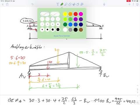 Übungsblatt6 Aufgabe d – Querkraft- und Momentenverlauf per IntegralÜ6 d