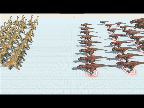 Remastered T-REX vs Brachiosaurus Army on Arena in Animal Revolt Battle Simulator #ARBS
