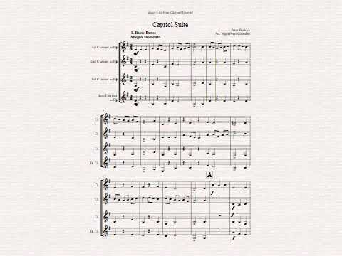 Capriol suite done for clarinet quartet.