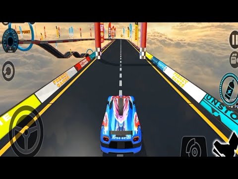Impossible Stunt Car Track 3D Simulator Stunt Mode 9 Level Blue Car  Android Game