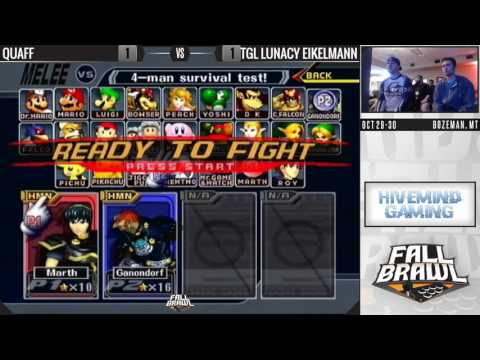 Fall Brawl 2016: Quaff (Marth) vs. TGL Lunacy | Eikelmann (Ganon)  - Melee Losers Semis