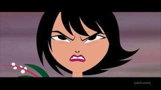 It&#39;s Samurai Jack mountain fight, but with Carpenter Brut.