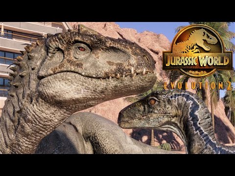 Indominus Rex vs Blue, T-Rex, Spino, I-Raptor, Scorpios Rex, Giga, Carcha, Acro & Allo (4K 60FPS)