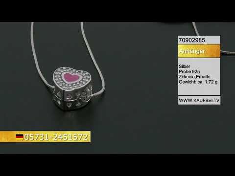 Sokolov Bead-Anhänger Herz aus 925 Silber mit Zirkonia und Emaille