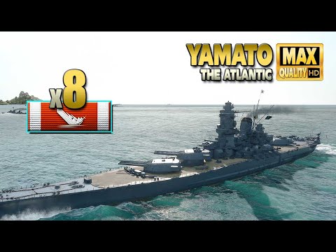 Battleship Yamato thriller on map The Atlantic - World of Warships