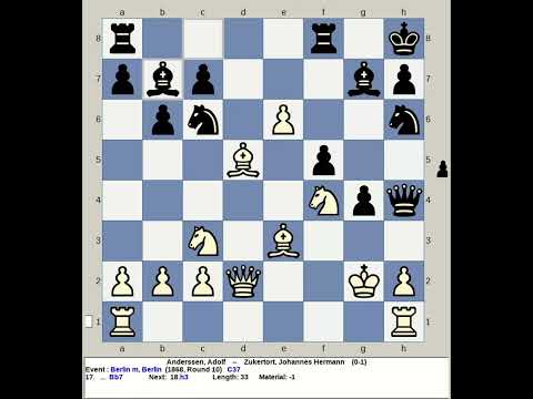 Anderssen, Adolf vs Zukertort, Johannes Hermann | Berlin Chess Match 1868, Germany R10