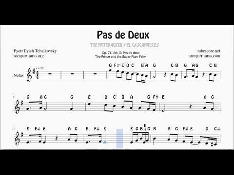 Pas de Deux Partitura Easy Notes Sheet Music for Violin Flute Oboe Recorder The Nutcraker in G