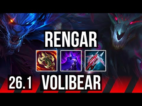 RENGAR vs VOLIBEAR (TOP) | Good KDA: 12/2/12 | KR Challenger | 26.1