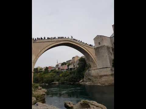 Man jump off a bridge | Mostar Bridge Jump | Extremely Dangerous Stari Most bridge Jump #shorts