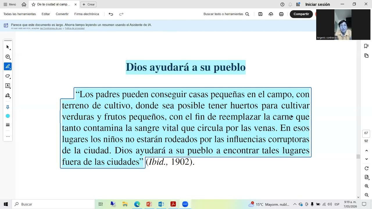 DE LA CIUDAD AL CAMPO. Escuela Sabática. Tema 6. Argenis Contreras.