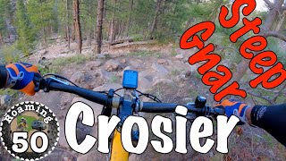 Descending the steep gnar on Crosier