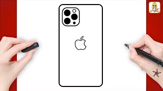 Apple iPhone Drawing in Easy Steps | Let's Learn How to Draw Apple iPhone