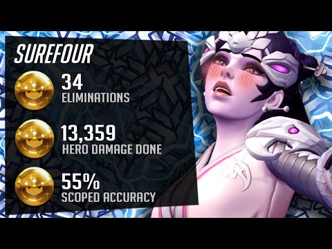 Surefour Insane Widow and Ashe - 34 elims! [ Overwatch Season 27 Top 500 ]